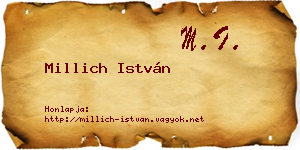 Millich István névjegykártya